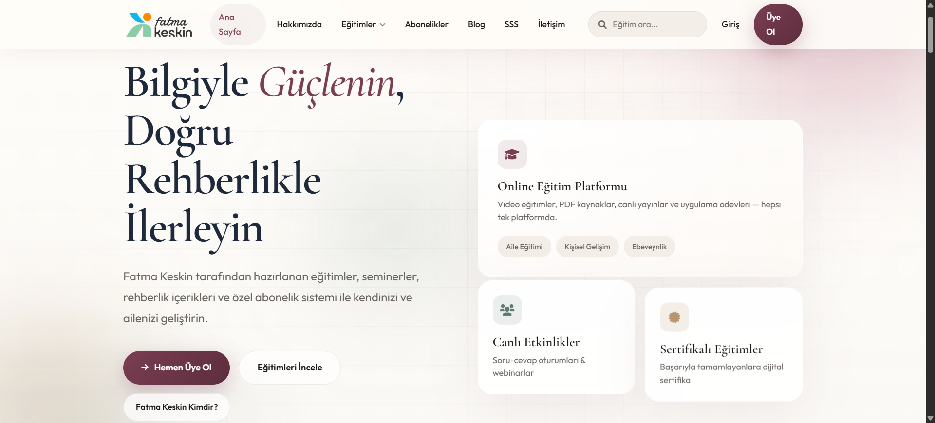 Fatma Keskin - LMS Online Eğitim Sistemi - Fatma Keskin - LMS Online Eğitim Sistemi